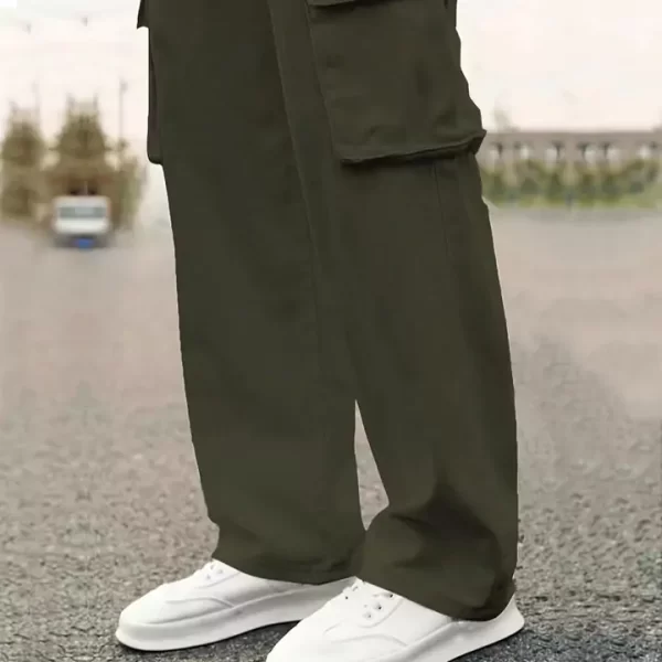 Men Pure Cotton Textured Baggy Fit Cargo Pant - Image 3