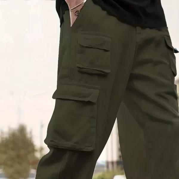 Men Pure Cotton Textured Baggy Fit Cargo Pant - Image 2