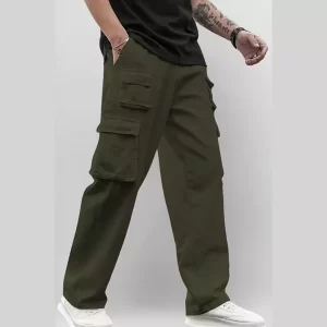 Men Pure Cotton Textured Baggy Fit Cargo Pant