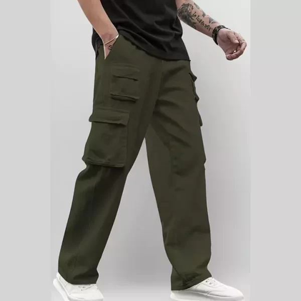 Men Pure Cotton Textured Baggy Fit Cargo Pant