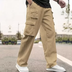 Men Straight Cargo Pants with Insert Pockets