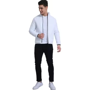 Elegant White Zip-Up Jacket – Effortless Style & Comfort