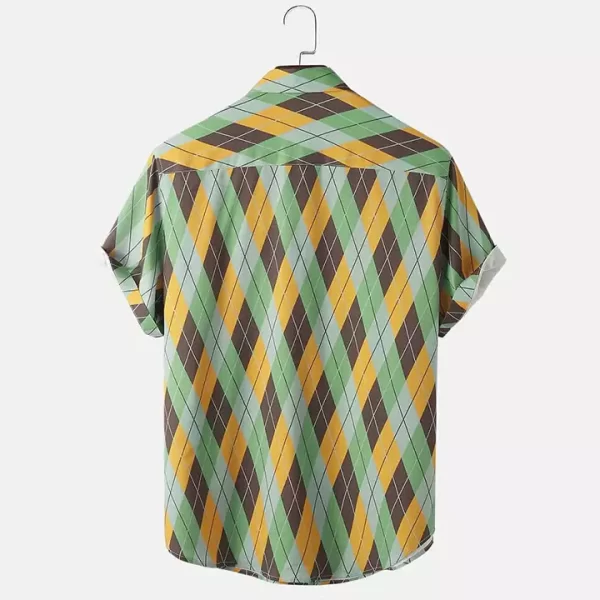 Men's Retro Argyle Print Short-Sleeve Shirt - Image 2