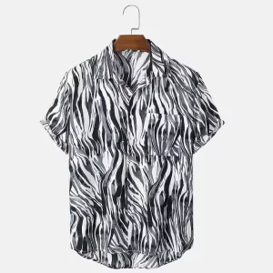 Men's Zebra Print Short-Sleeve Shirt