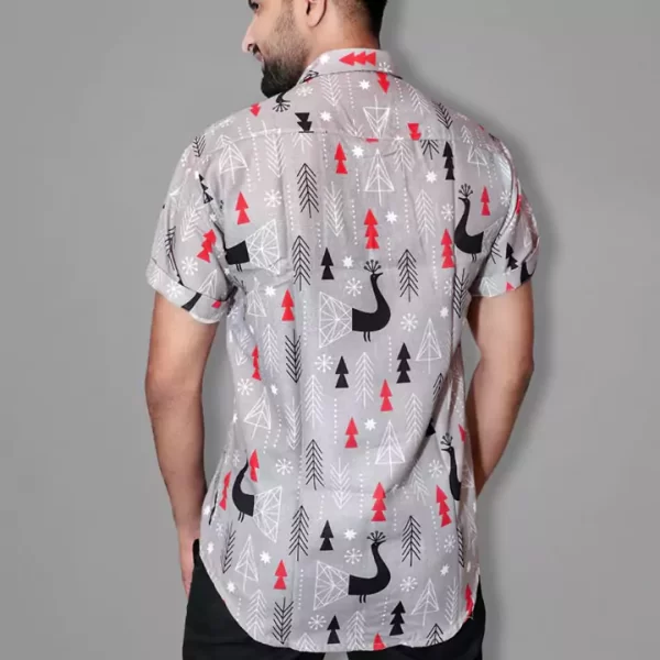 Grey Printed Casual Shirt for Men - Image 2