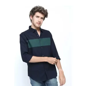 Blue  Colourblocked Full Sleeve Shirt