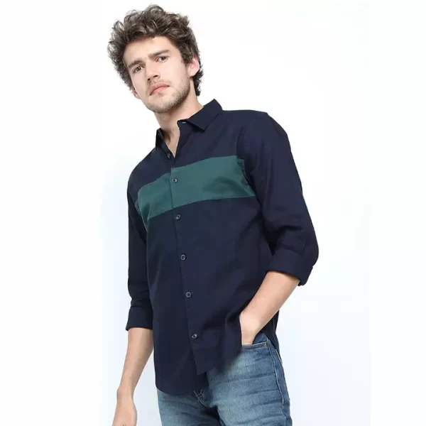 Blue  Colourblocked Full Sleeve Shirt - Image 3