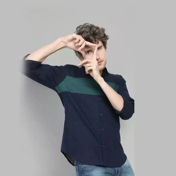 Blue  Colourblocked Full Sleeve Shirt - Image 4