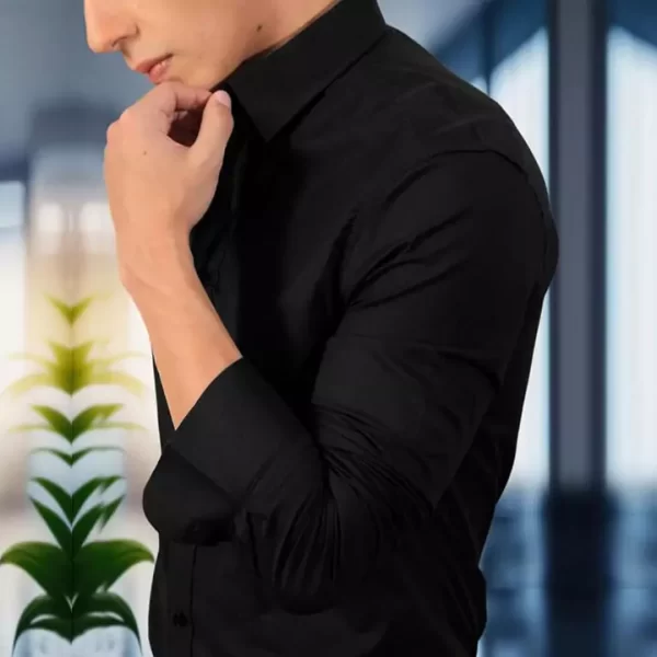 Jet Black Slim Fit Formal Shirt - Image 3