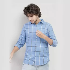 Sky blue colour Checked Full Sleeve Shirt
