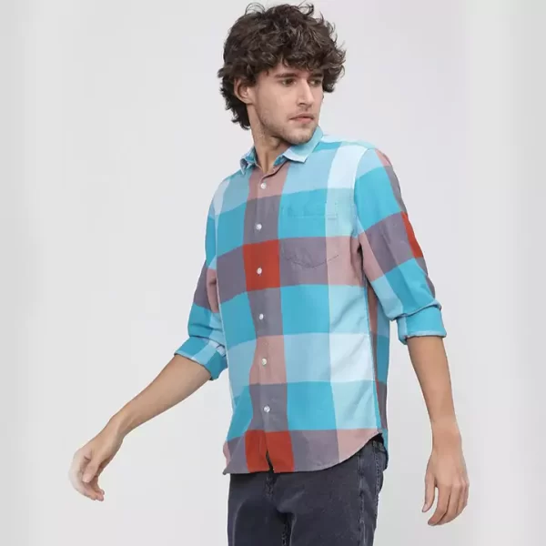 Blue Colour Squared Checked Full sleeve shirt - Image 3