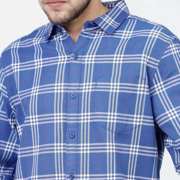 Blue Colour Checked Full sleeve shirt - Image 4