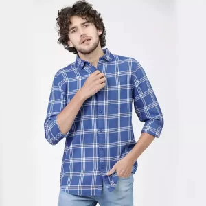 Blue Colour Checked Full sleeve shirt