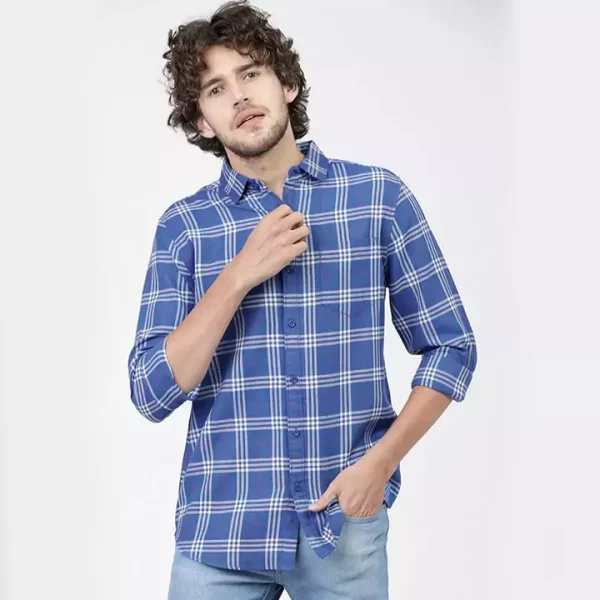 Blue Colour Checked Full sleeve shirt