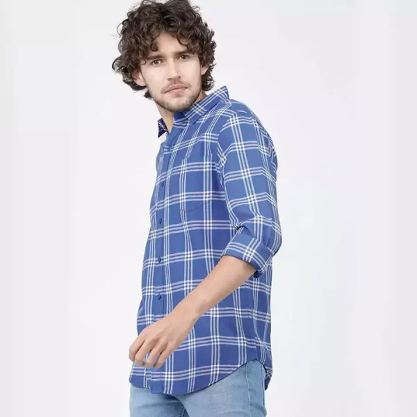 Blue Colour Checked Full sleeve shirt - Image 2