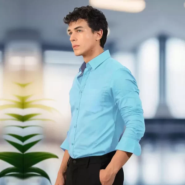 Sky Blue Slim Fit Formal Shirt - Image 2