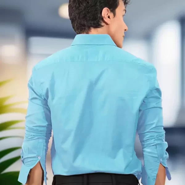 Sky Blue Slim Fit Formal Shirt - Image 4