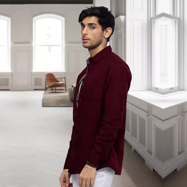 Maroon Casual Slim Fit Shirt for Men - Image 4