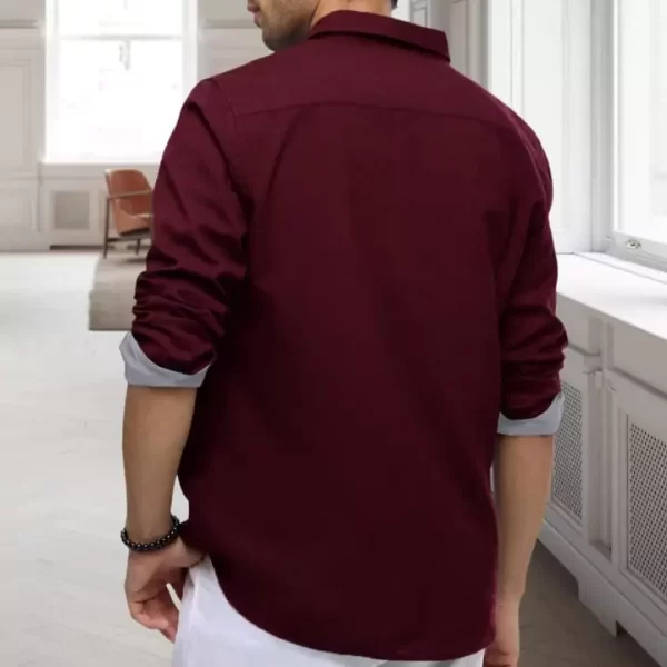 Maroon Casual Slim Fit Shirt for Men - Image 2