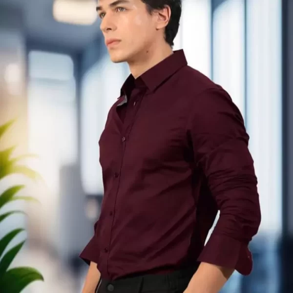 Maroon Slim Fit Formal Shirt - Image 4