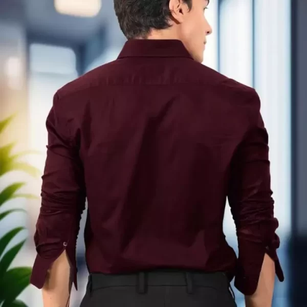 Maroon Slim Fit Formal Shirt - Image 3