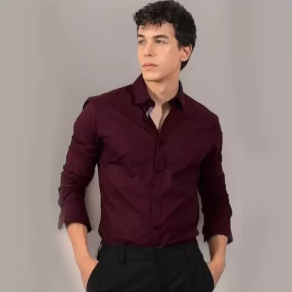 Maroon Slim Fit Formal Shirt - Image 2