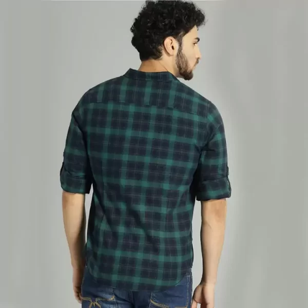 Green & Black Checked Full-Sleeve Casual Shirt - Image 3