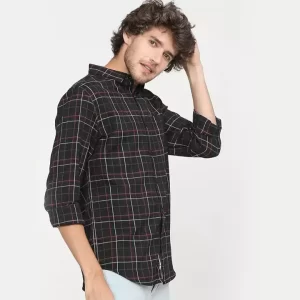 Black & Red Checked Cotton Casual Shirt