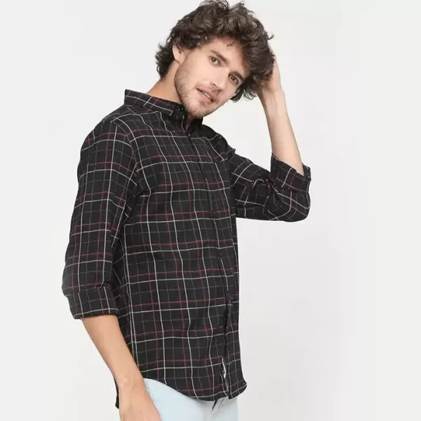 Black & Red Checked Cotton Casual Shirt