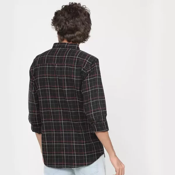 Black & Red Checked Cotton Casual Shirt - Image 2