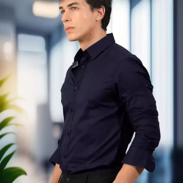 Midnight Black Slim Fit Formal Shirt - Image 4