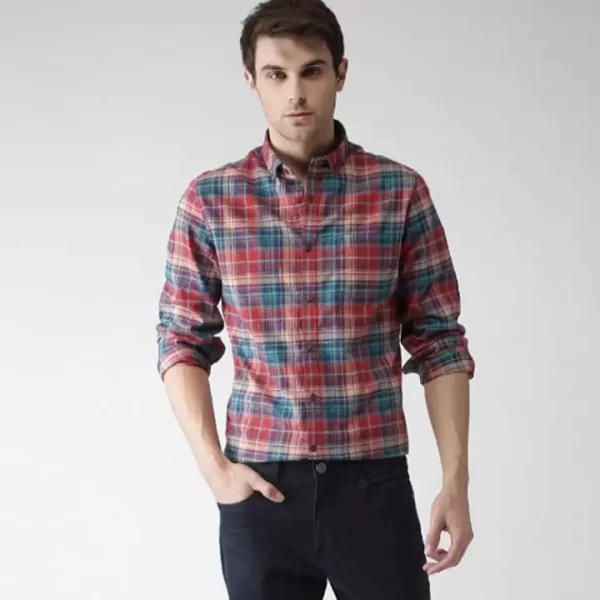 Men's Classic Multicolor Plaid Flannel Shirt - Image 4
