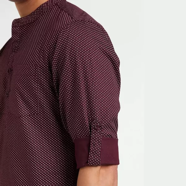 Dark Brown Round Neck with White Dotted Short Kurta - Image 4