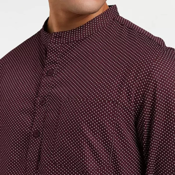 Dark Brown Round Neck with White Dotted Short Kurta - Image 3