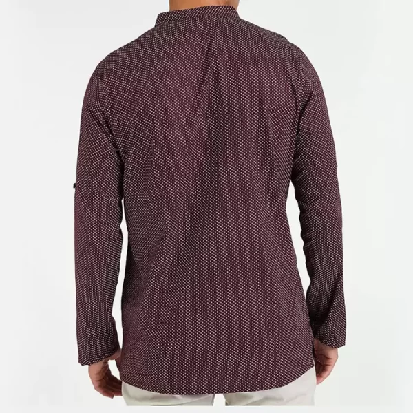 Dark Brown Round Neck with White Dotted Short Kurta - Image 2