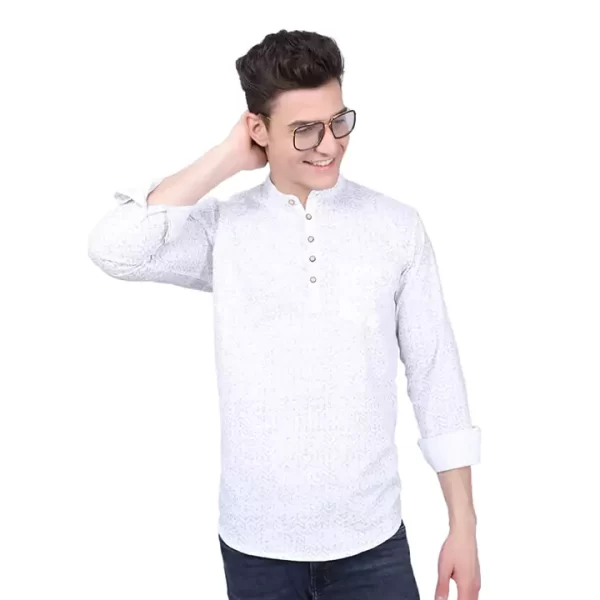 White Elegant Plain Kurta - Image 3