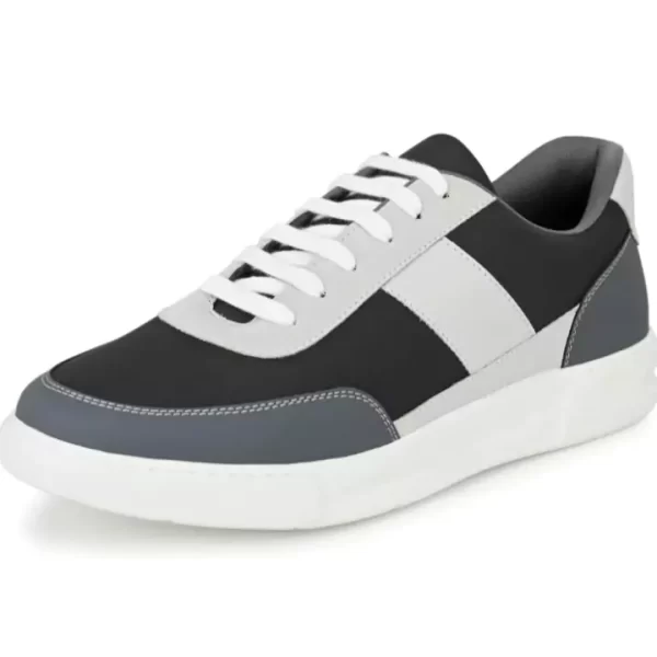 Black Casual Sneakers with White Stripe Accents - Image 3
