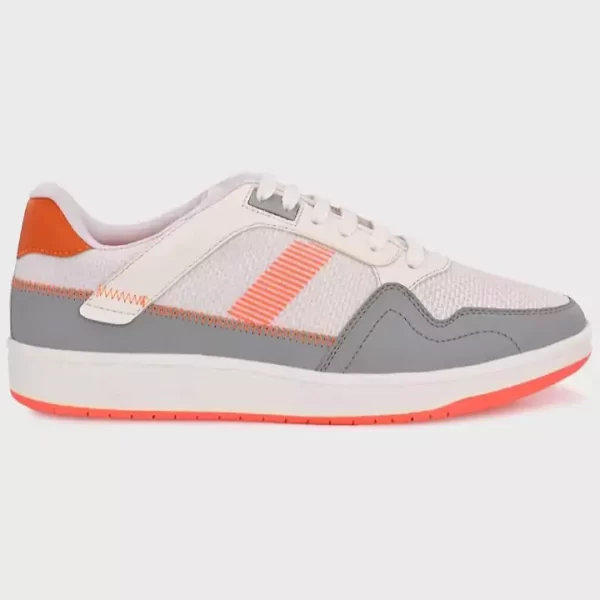 Stylish White and Grey Casual Sneakers with Orange Accents - Image 3