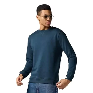 Navy Blue Long Sleeves Classic Sweatshirt