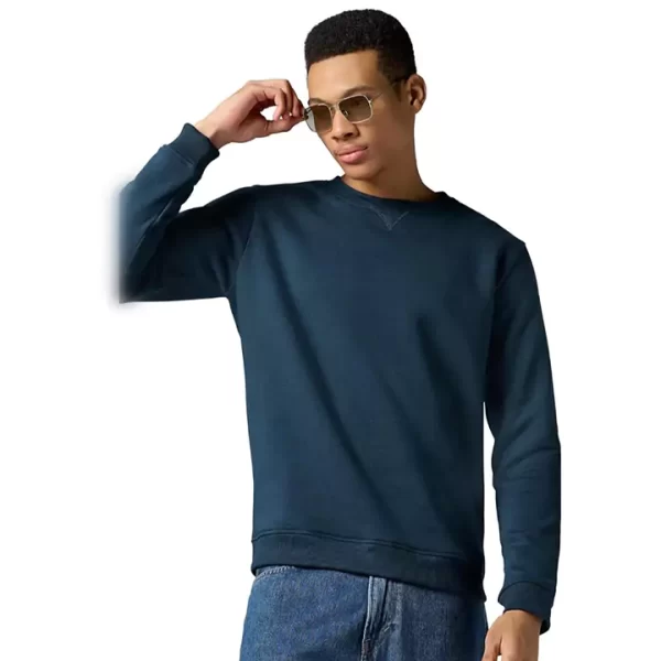 Navy Blue Long Sleeves Classic Sweatshirt - Image 2