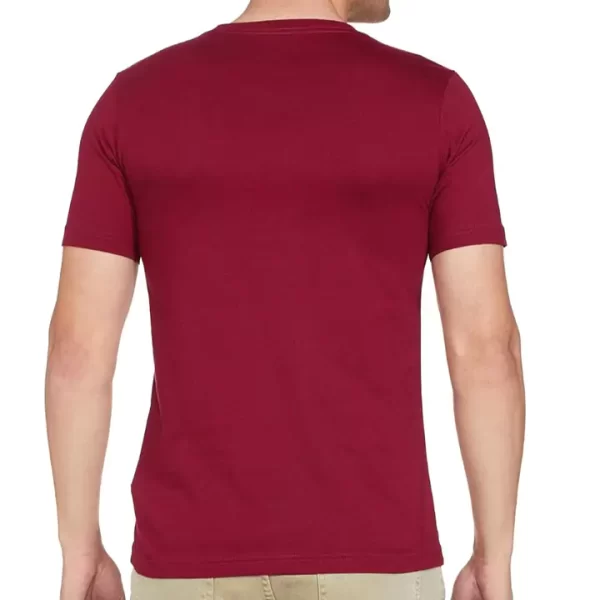 Red Plain No Print Round Neck T-Shirt - Image 2
