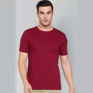 Red Plain No Print Round Neck T-Shirt