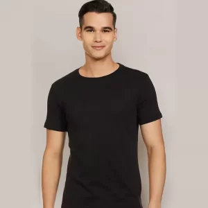 Modern Fit Black Round Neck T-Shirt
