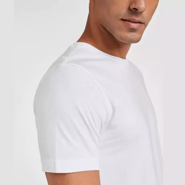 White Classic Cotton Round Neck T-Shirt - Image 4