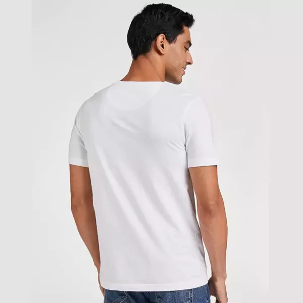 White Classic Cotton Round Neck T-Shirt - Image 2