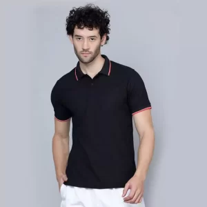 Men's Solid Black Polo T-Shirt