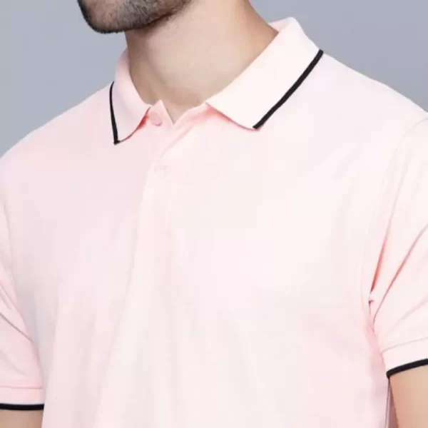 Solid Pink Polo T-Shirt for Men - Image 2