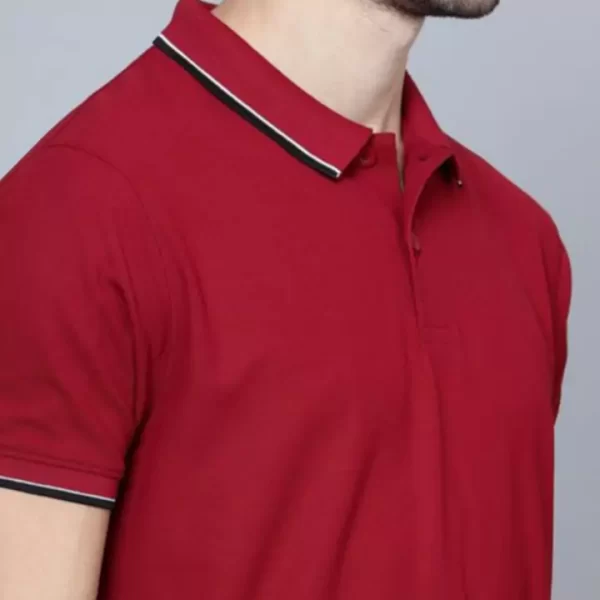 Bold Maroon Polo T-Shirt  for Men - Image 2