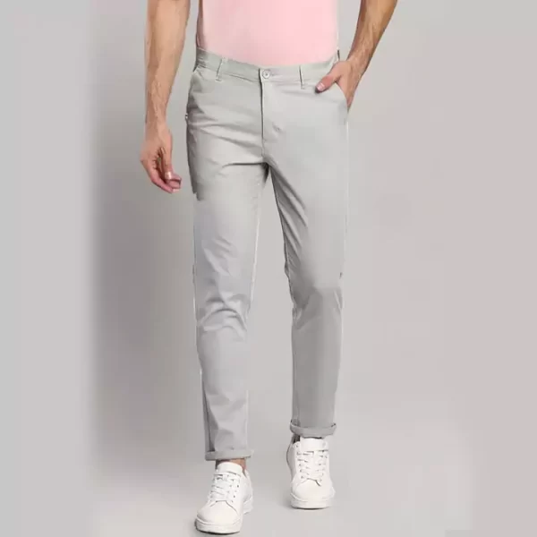 Light Grey Slim-Fit Trousers - Image 2